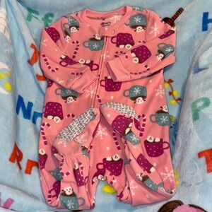 Carter's Pink and Purple Footies with Whimsical Print
